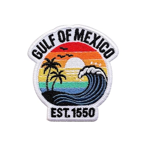 LEMEPINZ Bestickter Aufnäher zum Aufbügeln oder Aufnähen, Motiv: Golf von Mexiko, 7,6 cm, Reiseflicken, Stoffflicken für Kleidung, Rucksäcke, Hüte, DIY-Zubehör, Geschenke für Mexiko-Liebhaber von LEMEPINZ