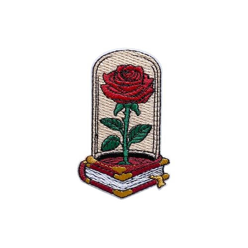 LEMEPINZ Romance Rose Flower Patch, Größe 7,6 cm, zum Aufbügeln für Hüte, Kleidung, Rucksäcke, Jeans, DIY Aufnäher, Stoffflicken, Romantik Lese-Flicken, Geschenk für Buchliebhaber von LEMEPINZ