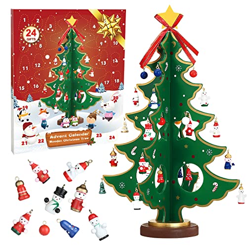 LEMESO Adventskalender 2024 Mini Weihnachtsbaum aus Holz Adventskalender Holz Tannenbaum 3D Weihnachtsbaum mit 24 Anhänger Dekoration Holz Christmas Tree DIY Spielzeug Geschenk für Kinder Weihnachten LEMESO Adventskalender 2024 Mini Weihnachtsbaum aus Holz Adventskalender Holz Tannenbaum 3D Weihnachtsbaum mit 24 Anhänger Dekoration Holz Christmas Tree DIY Spielzeug Geschenk für Kinder Weihnachten von LEMESO