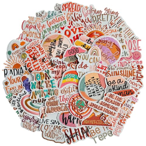 LEMIBK Positive Affirmations Aufnäher zum Aufbügeln, bestickt, zum Aufbügeln oder Aufnähen, Vintage-Stil, Applikation für Kleidung, Hut, Rucksack, Jeans, Jacke, Tasche, Socken und mehr, 50 Stück LEMIBK Positive Affirmations Aufnäher zum Aufbügeln, bestickt, zum Aufbügeln oder Aufnähen, Vintage-Stil, Applikation für Kleidung, Hut, Rucksack, Jeans, Jacke, Tasche, Socken und mehr, 50 Stück von LEMIBK