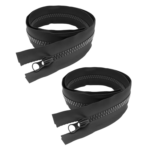 2 Stück Reißverschluss 80cm, Hochwertiger Zipper mit Leichtgängigem Verschluss, Universell Einsetzbar für Kleidung, Taschen, Bettwäsche, schwarz von LEMLIN