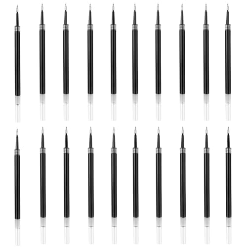 20 Stück Gel-Tinte Kugelschreiber-Mine Schwarz, 0,5mm Strichstärke, Höhe 11 cm, Nachfüllminen für Gel-Roller, Kompatibel mit den Meisten Druckkugelschreibern von LEMLIN