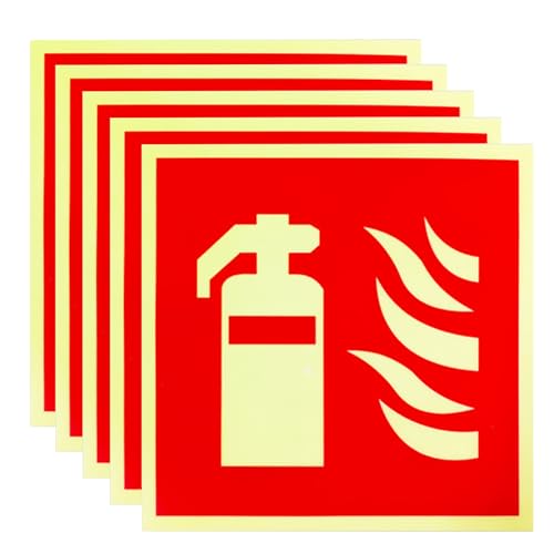 5 Stück Schild FeuerlöScher -15 X 15 cm,Aufkleber FeuerlöScher,IMO Selbstklebender Schifflicher PVC-Photolumineszenz-Aufkleber für Feuersicherheit,Haus Büro Baustelle und Auto von LEMLIN