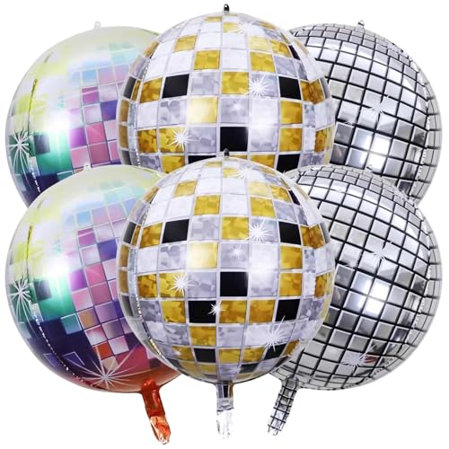 6 Stück Discokugel Luftballon, Discokugel Silvester Deko Folienballon, 22 Zoll 4D Diskokugel Luftballons Silber, Helium Ballon für Silvester Deko Disco Abschlussball Geburtstag Party 6 Stück Discokugel Luftballon, Discokugel Silvester Deko Folienballon, 22 Zoll 4D Diskokugel Luftballons Silber, Helium Ballon für Silvester Deko Disco Abschlussball Geburtstag Party von LEMLIN