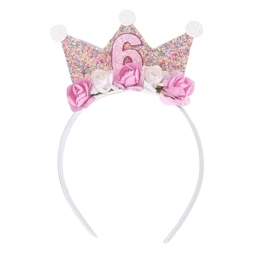 LEMLIN 6 Jahr Geburtstagskrone, Crown 6 Jahr Geburtstag Mädchen mit Rose Blumen, Mädchen Geburtstag Stirnband mit Glitzer Zahlen, für Geburtstagsparty-Dekorationsgeschenk LEMLIN 6 Jahr Geburtstagskrone, Crown 6 Jahr Geburtstag Mädchen mit Rose Blumen, Mädchen Geburtstag Stirnband mit Glitzer Zahlen, für Geburtstagsparty-Dekorationsgeschenk von LEMLIN