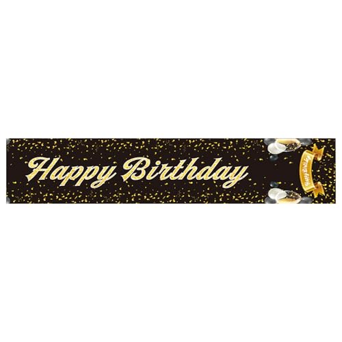 LEMLIN Tischläufer Geburtstag Schwarz Gold-180 x 35 cm,Geburtstags deko,Birthday Tischläufer zum Geburtstag, Tischdeko Geburtstag für Junge Mädchen Party Geburtstagsdeko von LEMLIN
