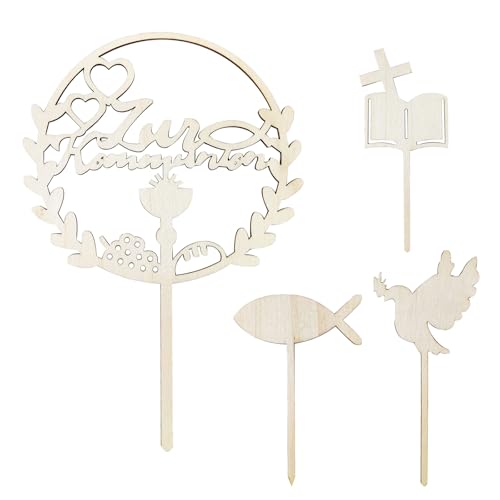 Tortendeko Kommunion,4 Stück Cake Topper Holz,Firmung Deko Junge Mädchen Geschenke Gastgeschenke,Erstkommunion deko Junge Mädchen Geschenke, Kommunionsgeschenke für Mädchen Junge Tortendeko Kommunion,4 Stück Cake Topper Holz,Firmung Deko Junge Mädchen Geschenke Gastgeschenke,Erstkommunion deko Junge Mädchen Geschenke, Kommunionsgeschenke für Mädchen Junge von LEMLIN