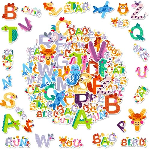 100 Stück Buchstaben Aufkleber, Tiere Sticker, Aufkleber Kinder, Selbstklebende Buchstaben für DIY Dekoration, Scrapbooking Verschönerung von LEMONSTONE