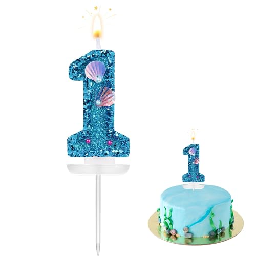 Geburtstagskerze 1, Kerze 1, Geburtstagskerzen Zahlen, Meerjungfrau Geburtstagskerze, Blau Geburtstagskerze, Kerzen Geburtstag, Geburtstagskerzen für Torte, Kerze Geburtstag, Tortendeko 1. Geburtstag von LEMONSTONE