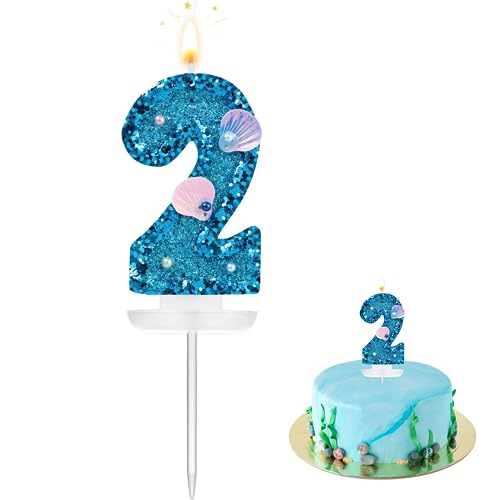 Geburtstagskerze 2, kerze 2, Geburtstagskerzen Zahlen, Meerjungfrau Geburtstagskerze, Blau Geburtstagskerze, Kerzen Geburtstag, Geburtstagskerzen für Torte, Kerze Geburtstag, Tortendeko 2. Geburtstag von LEMONSTONE