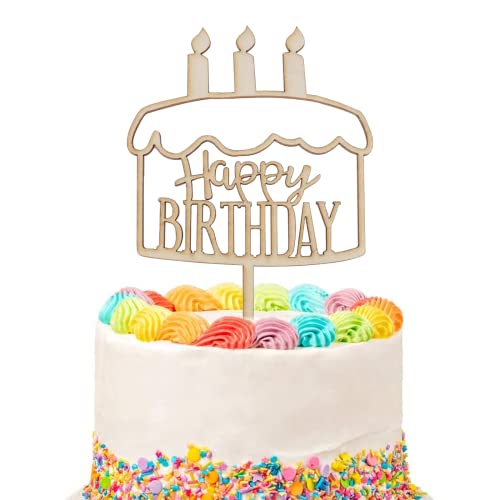 Happy Birthday Cake Topper,Cake Topper Happy Birthday,Happy Birthday Topper,Cake Topper Holz,Happy Birthday Kuchen Deko,Caketopper,Happy Birthday Tortendeko,Cake Topper Geburtstag(16x10cm) von LEMONSTONE
