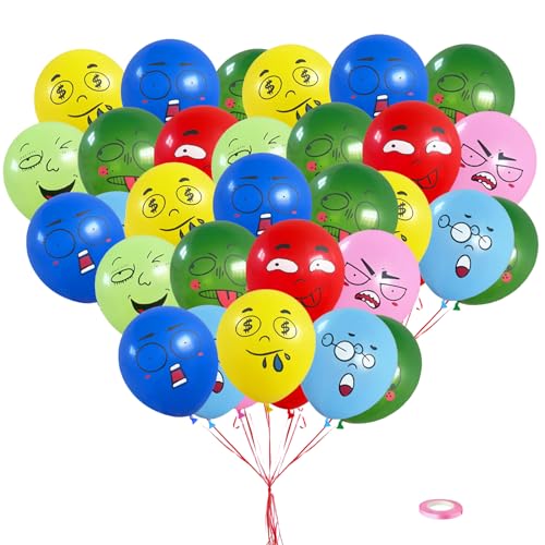 LEMONSTONE Emoji-Ballon Emotion Serie Luftballons Bunt,Latex Luftballons,14 Stück Luftballons Geburtstag,12 Zoll Luftballon,Luftballon Geburtstag,Niedlich Lustig Luftballons,Bunte Luftballons von LEMONSTONE