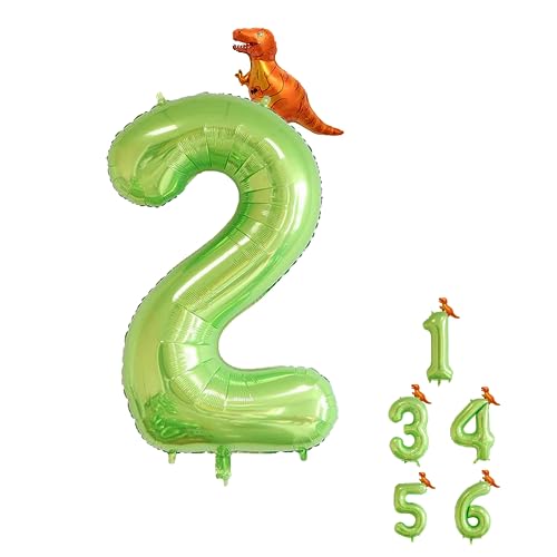 Luftballon 2. Geburtstag, Folienballon 2 mit Dinosaurier, Grün Luftballon 2, Luftballons 2. Geburtstag, Luftballons Geburtstag 2, Zahlen Luftballon, Ballon 2 Geburtstag für Babyparty Geburtstagsdeko von LEMONSTONE