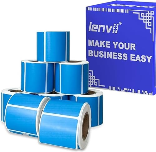 LENVII Blau Thermoetiketten 40x30 mm (1.57"x1.18") - Barcode-Etiketten mit Schwarzdruck | Reißfest, Wasserdicht & Hitzebeständig | 8 Rollen mit 250 Etiketten Rolle - 2000 Blatt | für Logo,Name,Adresse von LENVII