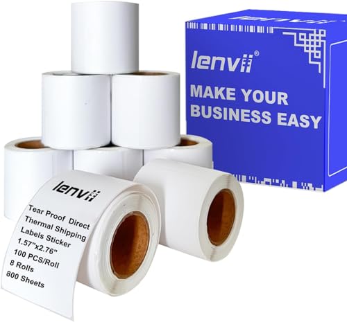 LENVII Synthetischer Thermoetikettenaufkleber, Multifunktionales Selbstklebeetikett, geeignet für Desktop-Etikettendrucker und tragbare Etiketten (Millimeter, 40 × 70 mm（8 Rolls）) von LENVII