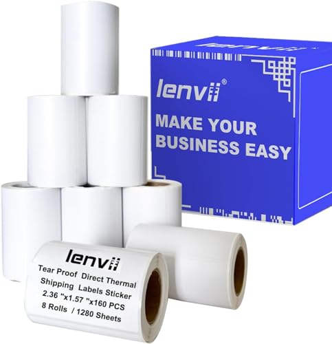 LENVII Synthetischer Thermoetikettenaufkleber, Multifunktionales Selbstklebeetikett, geeignet für Desktop-Etikettendrucker und tragbare Etiketten (Millimeter, 60 × 40 mm（8 Rolls）) von LENVII