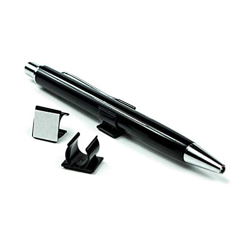 LEO’s - 10 x Stiftehalter selbstklebend 1,5 x 1,2 cm Schwarz aus Kunststoff - Stifthalter für Kugelschreiber und Schreibgeräte - Kugelschreiberhalter zum Kleben an Notizbuch, Kalender und Mappen von LEO's