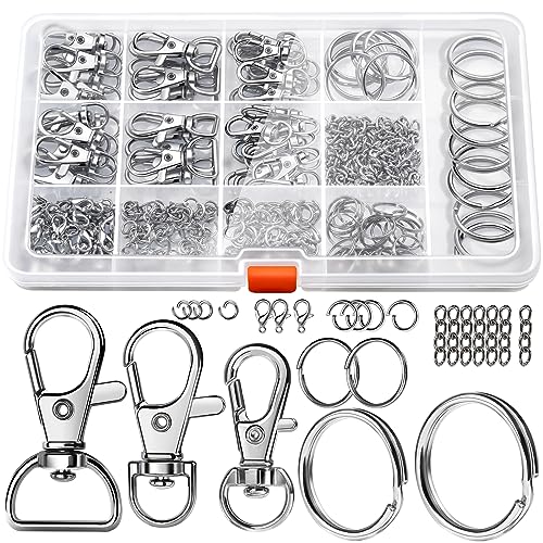 LEOBRO 265 Stück Schlüsselanhänger-Clips mit Schlüsselringen, Schlüsselanhänger, Metall-Karabinerverschlüsse und Schlüsselanhänger-Ringe, Schlüsselringe, Schlüsselringe, Schlüsselanhänger-Set, Clip von LEOBRO
