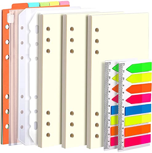 LEOBRO A6 papier, 6 Löcher A6 Ringbuch Nachfüllpapier Blanko 135 Blätter, mit Register, 320 Stück Haftstreifen, 2 PCS Binder Taschen, A6 Refill Paper für Personal Organizer, Loseblatt Notizbuch LEOBRO A6 papier, 6 Löcher A6 Ringbuch Nachfüllpapier Blanko 135 Blätter, mit Register, 320 Stück Haftstreifen, 2 PCS Binder Taschen, A6 Refill Paper für Personal Organizer, Loseblatt Notizbuch von LEOBRO
