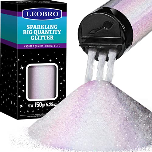 LEOBRO Feiner holografischer, schillernder weißer Glitzer, 150 g – Kunstharz-Glitzer, 0,2 mm, für Kartenmalerei LEOBRO Feiner holografischer, schillernder weißer Glitzer, 150 g – Kunstharz-Glitzer, 0,2 mm, für Kartenmalerei von LEOBRO