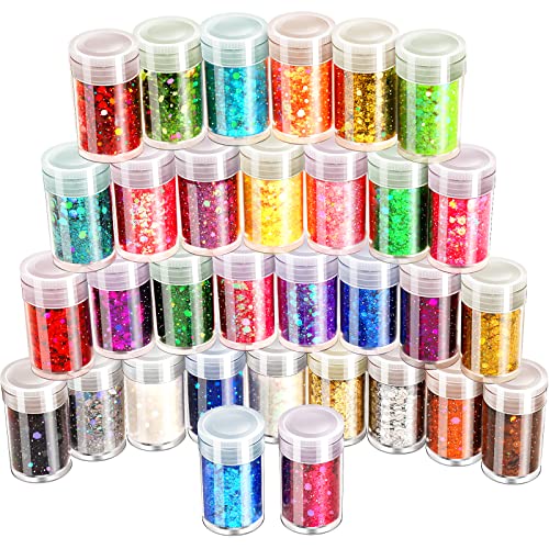 LEOBRO Holografischer grober Glitzer, 32 Farben, Glitzer, Bastelglitzer für Harzkunst, Weihnachtsglitzer für Nagelkörper, Epoxidharz, Glitzer, Pailletten, Flocken für selbstgemachte Becher, Karten, LEOBRO Holografischer grober Glitzer, 32 Farben, Glitzer, Bastelglitzer für Harzkunst, Weihnachtsglitzer für Nagelkörper, Epoxidharz, Glitzer, Pailletten, Flocken für selbstgemachte Becher, Karten, von LEOBRO