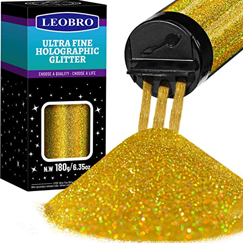 Hubbmx LEOBRO Goldglitzer, Glitzer, holografischer ultrafeiner Glitzer, 180 g, Bastelglitzer, Harz-Glitzerpulver, 1/128 Zoll metallisch schillernder Glitzer für Harzbecher, Gesichtskörper-Glitzer für Hubbmx LEOBRO Goldglitzer, Glitzer, holografischer ultrafeiner Glitzer, 180 g, Bastelglitzer, Harz-Glitzerpulver, 1/128 Zoll metallisch schillernder Glitzer für Harzbecher, Gesichtskörper-Glitzer für von LEOBRO
