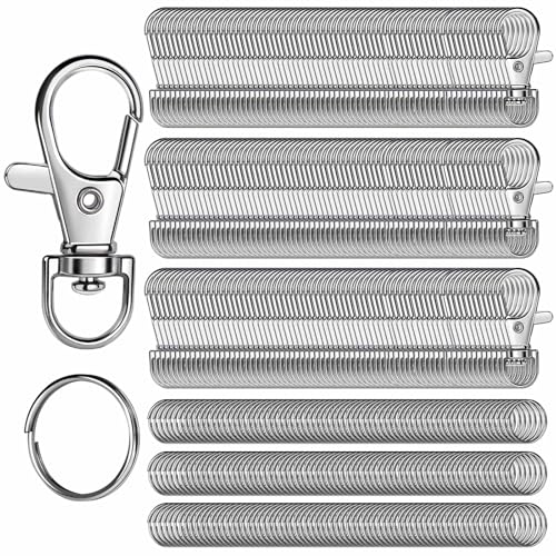 LEOBRO 480 Stück Karabinerverschlüsse und Schlüsselanhänger, Schlüsselanhänger-Set – 240 Stück Schlüsselanhänger-Clips und 240 Stück Schlüsselanhänger-Ringe, für Schlüsselanhänger, Handwerk von LEOBRO