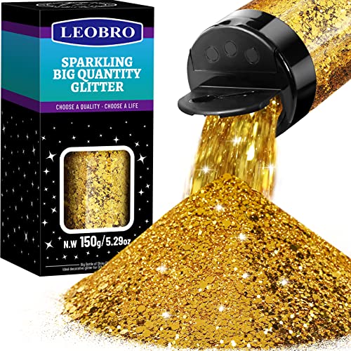 LEOBRO Gold Glitter, Chunky Glitter, 150g/5.29oz Craft Glitter for Resin, Mixed Fine Glitter & Chunky Glitter, Metallic Chunky Glitter for Crafts, Epoxy Resin, Bulk Glitter for DIY Tumbler Painting LEOBRO Gold Glitter, Chunky Glitter, 150g/5.29oz Craft Glitter for Resin, Mixed Fine Glitter & Chunky Glitter, Metallic Chunky Glitter for Crafts, Epoxy Resin, Bulk Glitter for DIY Tumbler Painting von LEOBRO