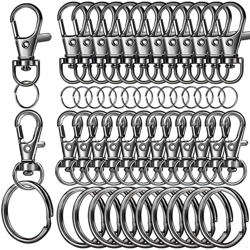 LEOBRO Karabinerverschlüsse und Schlüsselanhänger, Schlüsselanhänger-Clips und Schlüsselanhänger, Schlüsselanhänger-Set, für Schlüsselanhänger, Schmuckherstellung, Handwerk, Grau, Schwarz, 60 Stück LEOBRO Karabinerverschlüsse und Schlüsselanhänger, Schlüsselanhänger-Clips und Schlüsselanhänger, Schlüsselanhänger-Set, für Schlüsselanhänger, Schmuckherstellung, Handwerk, Grau, Schwarz, 60 Stück von LEOBRO