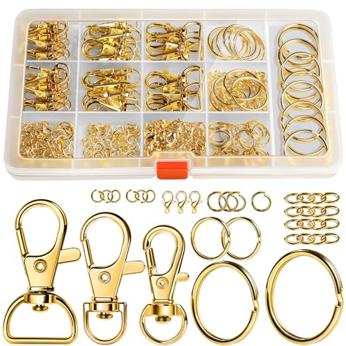 LEOBRO Schlüsselanhänger-Clips mit Schlüsselringen, Schlüsselanhänger-Set, Metall-Karabinerverschlüsse und Schlüsselanhänger, Schlüsselringe, Schlüsselringe, Clip für Schlüssel, Handwerk, Gold, 265 LEOBRO Schlüsselanhänger-Clips mit Schlüsselringen, Schlüsselanhänger-Set, Metall-Karabinerverschlüsse und Schlüsselanhänger, Schlüsselringe, Schlüsselringe, Clip für Schlüssel, Handwerk, Gold, 265 von LEOBRO