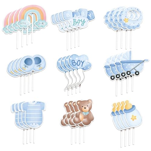 36 Stück Babyparty Tortendeko Taufe Junge, Baby Boy Cupcake Toppers, Baby Shower Tortendeko Babyparty, Gender Reveal Deko Baby Party Cupcake Deko, Muffin Deko Blau für Taufe Deko, Baby Shower 36 Stück Babyparty Tortendeko Taufe Junge, Baby Boy Cupcake Toppers, Baby Shower Tortendeko Babyparty, Gender Reveal Deko Baby Party Cupcake Deko, Muffin Deko Blau für Taufe Deko, Baby Shower von LEOEASIY