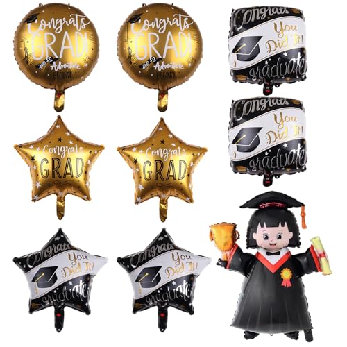Abschluss Luftballon Set - 1 Doctor Aluminium Folienballon, 2 runde Ballons, 2 quadratische Ballons, 4 goldene und schwarze Sterne - Perfekt für Abschlussfeiern Abschluss Luftballon Set - 1 Doctor Aluminium Folienballon, 2 runde Ballons, 2 quadratische Ballons, 4 goldene und schwarze Sterne - Perfekt für Abschlussfeiern von LEOINAER