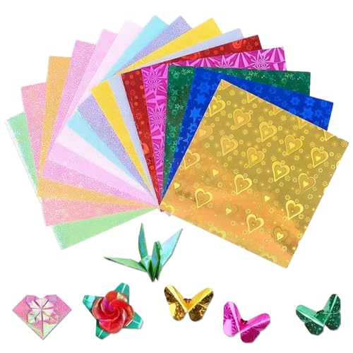 Meteor Origami-Papier, Glitzer Origami Papier doppelseitig, für Kinder,Blatt glänzendes Origami-Papier – 100 Blatt, Regenbogenfarben, quadratisch, für DIY & Bastelprojekte, hochqualitatives Papier Meteor Origami-Papier, Glitzer Origami Papier doppelseitig, für Kinder,Blatt glänzendes Origami-Papier – 100 Blatt, Regenbogenfarben, quadratisch, für DIY & Bastelprojekte, hochqualitatives Papier von LEOINAER