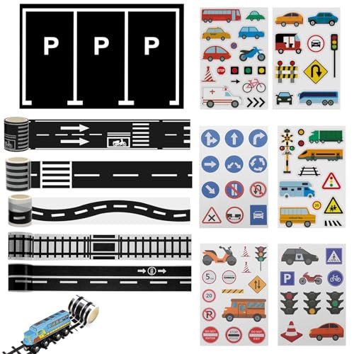 Straßenbau-Klebeband-Set+12-teilig+mit Straßenklebebändern, Verkehrsschildern und Parkplätzen+ideal für kreatives Lernen Straßenbau-Klebeband-Set+12-teilig+mit Straßenklebebändern, Verkehrsschildern und Parkplätzen+ideal für kreatives Lernen von LEOINAER