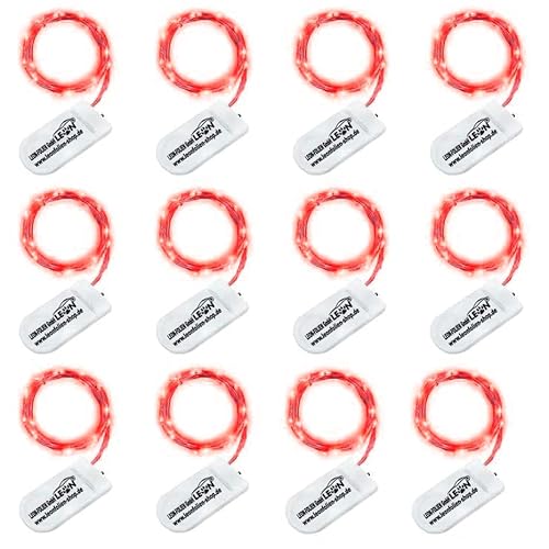 12 Stück Mini LED Lichterkette Rot mit Batterien 2 Meter 20 LEDs Kupferkabel Wasserdicht Draht Klein Drahtlichterkette für Innen DIY Dekoration Weihnachten Halloween Hochzeit von LEON - FOLIEN