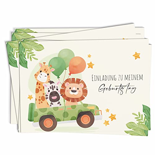 LEONAS 14x Einladungskarten Kindergeburtstag Geburtstag Junge Mädchen Kinder Einladung Geburtstagskarte Party Kinderparty Postkarte (Design 3) von LEONAS