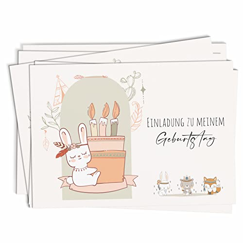 LEONAS 14x Einladungskarten Kindergeburtstag Geburtstag Junge Mädchen Kinder Einladung Geburtstagskarte Party Kinderparty Postkarte (Design 5) von LEONAS