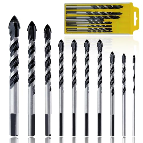 LEONTOOL 10-teiliges Mehrzweck-Bohrer-Set für Ziegel, Fliesen, Glas, Keramik, Holz, Wolframkarbidspitze, Speerschneider, 3 bis 12 mm, Betonbohrer-Set, 1/8 Zoll bis 1/2 Zoll Bohraufsätze mit LEONTOOL 10-teiliges Mehrzweck-Bohrer-Set für Ziegel, Fliesen, Glas, Keramik, Holz, Wolframkarbidspitze, Speerschneider, 3 bis 12 mm, Betonbohrer-Set, 1/8 Zoll bis 1/2 Zoll Bohraufsätze mit von LEONTOOL