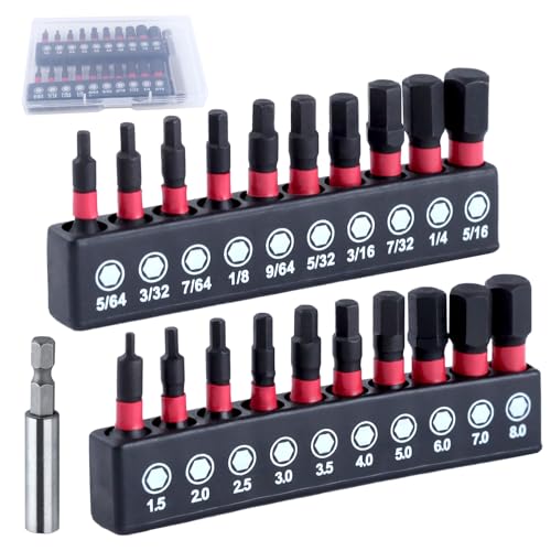 LEONTOOL 20-teiliges Sechskantkopf-Inbusschlüssel-Bohrer-Set mit 1/4-Zoll-Bithalter, metrisch und SAE, magnetisch, Sechskantschaft, Bohrer-Set mit Aufbewahrungsbox, S2-Stahllegierung, 2,5 cm lang LEONTOOL 20-teiliges Sechskantkopf-Inbusschlüssel-Bohrer-Set mit 1/4-Zoll-Bithalter, metrisch und SAE, magnetisch, Sechskantschaft, Bohrer-Set mit Aufbewahrungsbox, S2-Stahllegierung, 2,5 cm lang von LEONTOOL