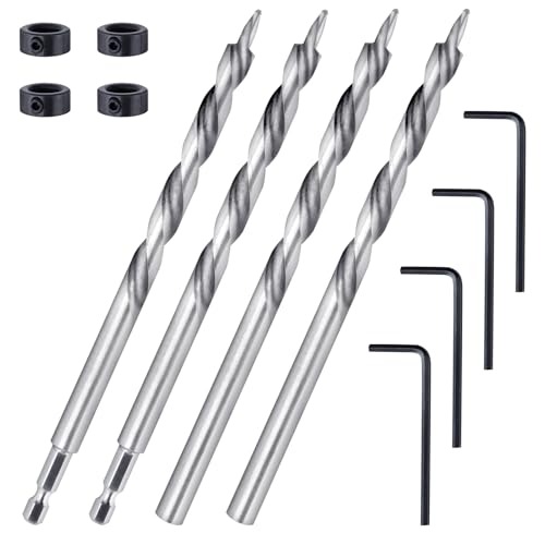LEONTOOL 4 Taschenlochbohrer mit Tiefenstopp, Sechskant- und Rundzahnbohrer für manuelle Taschenlochführung, Jig Master System von LEONTOOL
