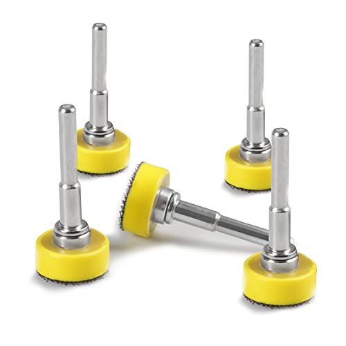 LEONTOOL 5 Stück 2,5 cm Klett-Schleifscheiben, Ersatzpad mit 1/4 Zoll Schaft Bohraufsatz Trägerplatte zum Polieren von LEONTOOL