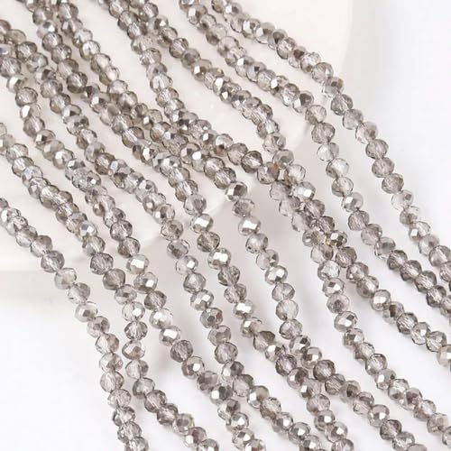 10 Stränge 4 mm Kristallrondell facettierte Glasperlen zur Schmuckherstellung DIY Damenarmband Halskette Schmuck-klares Grau-3 x 4 mm-1200 Stück von LEPIZ