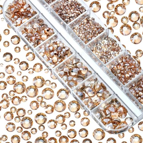 12 Gitter/Box Kristall-Nagelkunst-Strasssteine aus Glas SS4-SS16, glänzende flache Rückseite, 3D-DIY-Nagelkunst-Dekoration-9 von LEPIZ