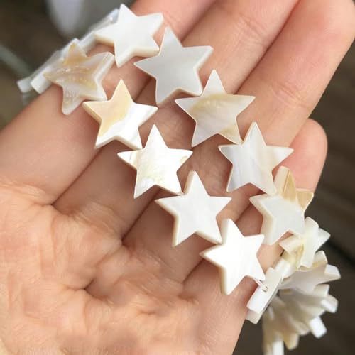 Natürliche weiße Süßwasser-Muschelperlen, Herz, Stern, rund, Perlmutt, lose Perlen für Schmuckherstellung, DIY-Armband, 8 mm, Stern von LEPIZ