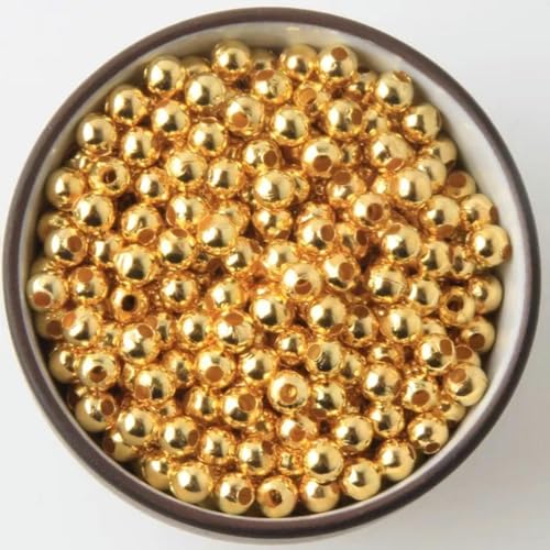 Schmuckzubehör DIY Metallperlen Goldfarbe/Rhodium/Bronzeton Glatte Kugel-Abstandsperlen für die Schmuckherstellung 2/2,5/3/4/5/6/8/10 mm-Goldfarbe-6 mm 100 Stück von LEPIZ