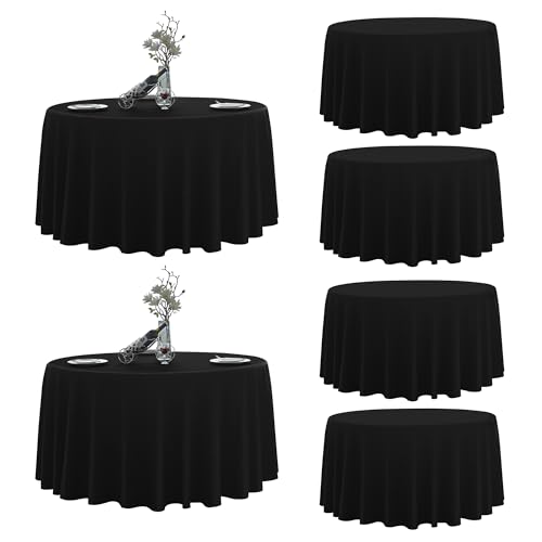 LEQEE Runde Tischdecke, 6 Stück, 274,3 cm, flecken- und knitterfreie Polyester-Tischdecke, dekorative Stoff-Tischdecke für Küche, Abendessen, Party, Hochzeit, rund, Schwarz LEQEE Runde Tischdecke, 6 Stück, 274,3 cm, flecken- und knitterfreie Polyester-Tischdecke, dekorative Stoff-Tischdecke für Küche, Abendessen, Party, Hochzeit, rund, Schwarz von LEQEE