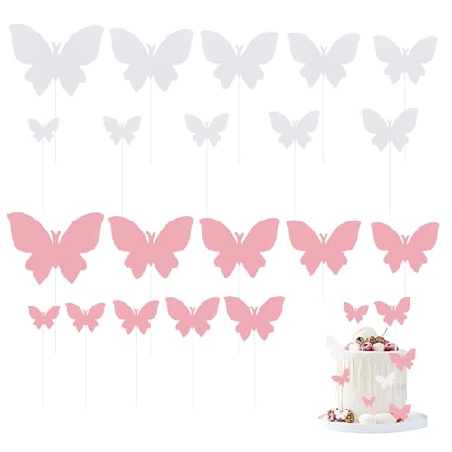 LERANXIN 100 Stück Schmetterling Tortendeko, Deko Schmetterlinge, mit Stützstäben und Klebepunkten Tortendeko Taufe, Weiß und Rosa, für Geburtstag, Party, Hochzeitsdekoration LERANXIN 100 Stück Schmetterling Tortendeko, Deko Schmetterlinge, mit Stützstäben und Klebepunkten Tortendeko Taufe, Weiß und Rosa, für Geburtstag, Party, Hochzeitsdekoration von LERANXIN
