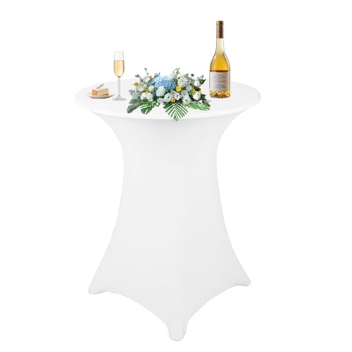 LERANXIN Abwaschbare elastische weiße runde Tischdecke 76 x 110 cm aus Milchseide mit Vier-Ecken-Design Geeignet für Restaurants & Runde Tische Mit hoher Festigkeit, Praktisch & Langlebig Tischhusse von LERANXIN