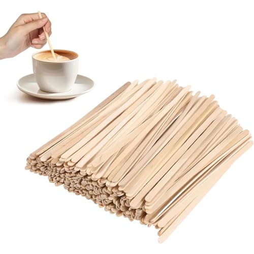 LERANXIN Rührstäbchen Holz 500 Stück – Holzstäbchen Kaffee (14 cm) für Kaffee, Tee & Kakao – Kaffee Sticks Biologisch Abbaubar, Ideal für Büro, Café & DIY-Projekte von LERANXIN