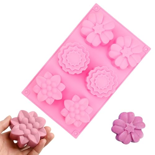 LERANXIN Silikonform Seife, 6-Fach Seifenform, Blumenförmig Seifenformen Silikon, Rosa Seifen Formen zum Gießen, mit 3 Blumenmotiven, für Herstellung von Seife und Schokolade LERANXIN Silikonform Seife, 6-Fach Seifenform, Blumenförmig Seifenformen Silikon, Rosa Seifen Formen zum Gießen, mit 3 Blumenmotiven, für Herstellung von Seife und Schokolade von LERANXIN